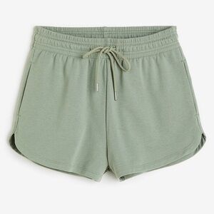 Light Sage Green Casual Sweat Shorts with Drawstring & Pockets